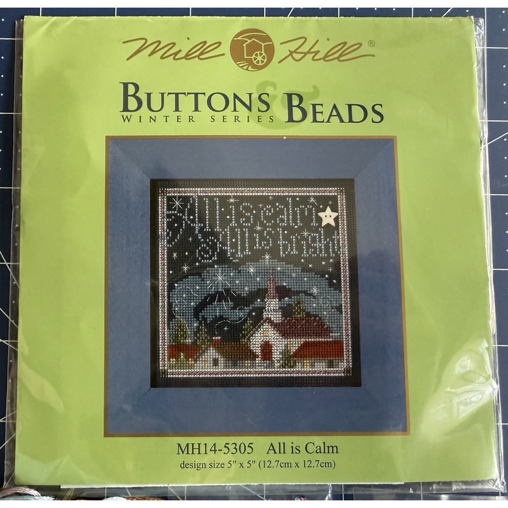 Mill Hill Buttons Beads Winter Series Kit‎ ALL IS CALM w Ceramic Button OPEN PKG